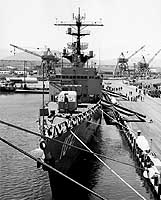 Photo # NH 98492:  USS Bradley during her commissioning ceremony, 15 May 1965