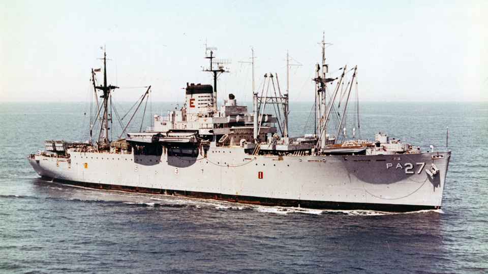 USS George Clymer (APA-27) in the 1950s