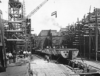 S.S. Romulus (Design 1031) on the building ways