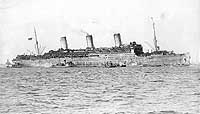 Photo # NH 105192:  USS Leviathan in New York Harbor, March 1919