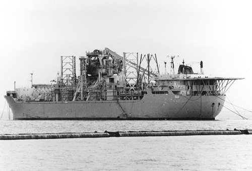 USS Glomar Explorer (AG 193) laid up in Suisun Bay ca. 1977.