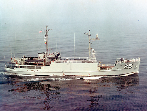 USS Banner (AKL 26) on 18 July 1966 off Japan after conversion but before reclassification to AGER 1.