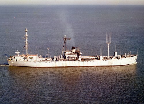 USS OXFORD (AG 159, later AGTR 1) on 4 January 1962.