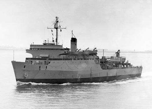 USNS Point Barrow (T-AKD 1) on 18 September 1959.